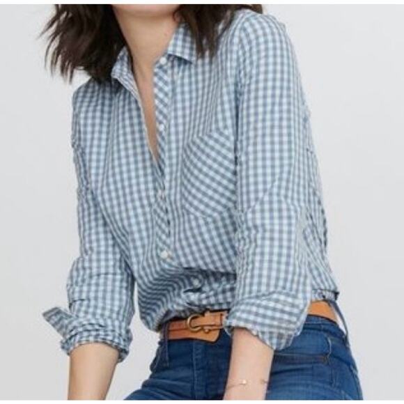 UNTUCKIT Crispo Gingham Button-Up Long Sleeve Shirt – Blue & White Size 14 - Picture 1 of 6